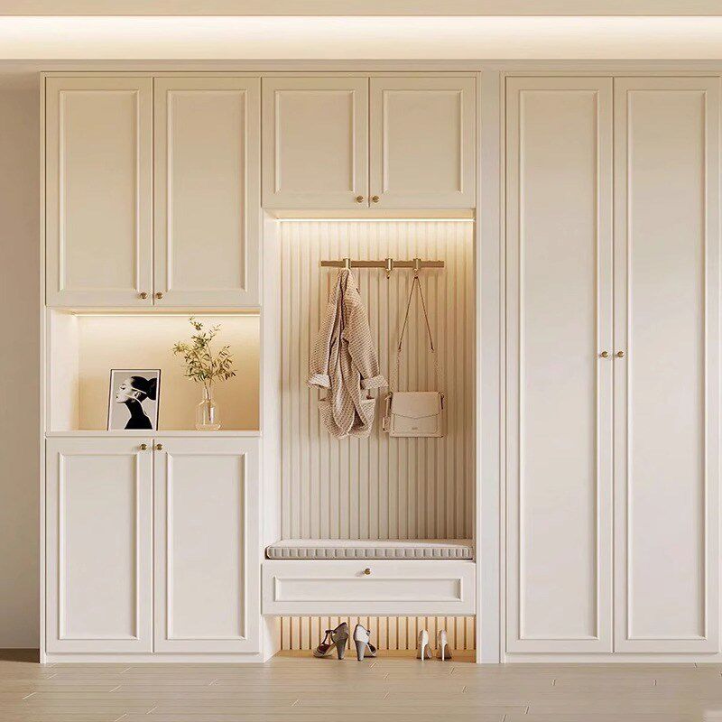 兔宝宝法式全屋定制金衣柜田园风步入式衣帽间卧室实木定做衣柜