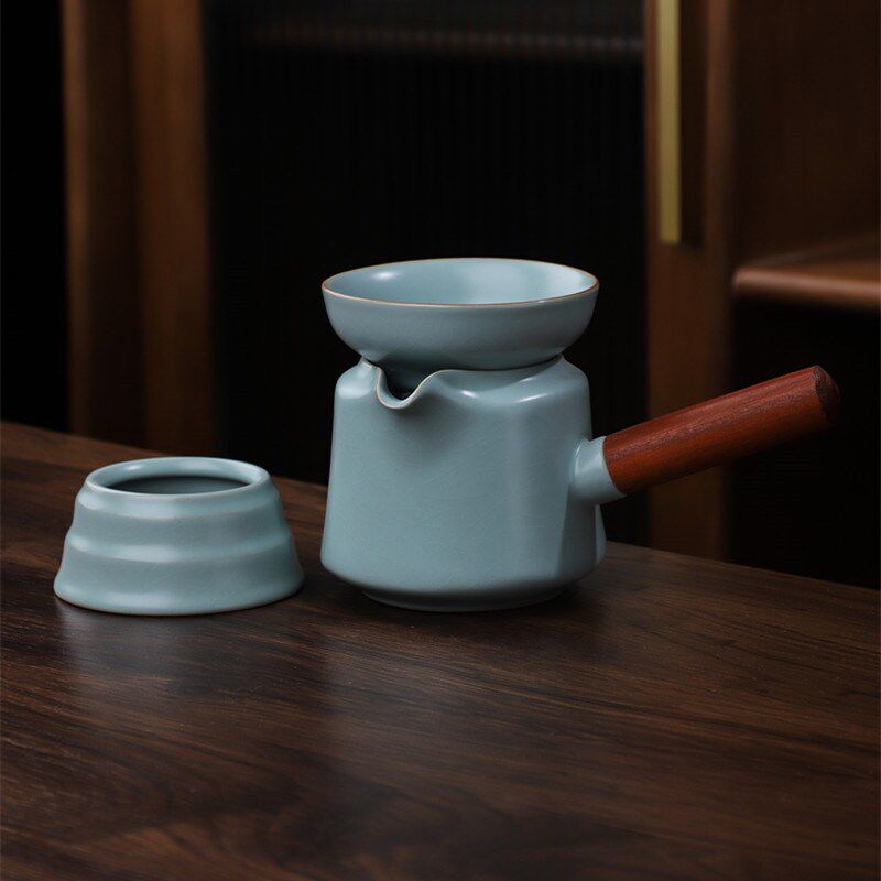 汝窑天青公道杯陶瓷家用汝瓷茶海公杯匀杯功夫茶具配件过滤器开片