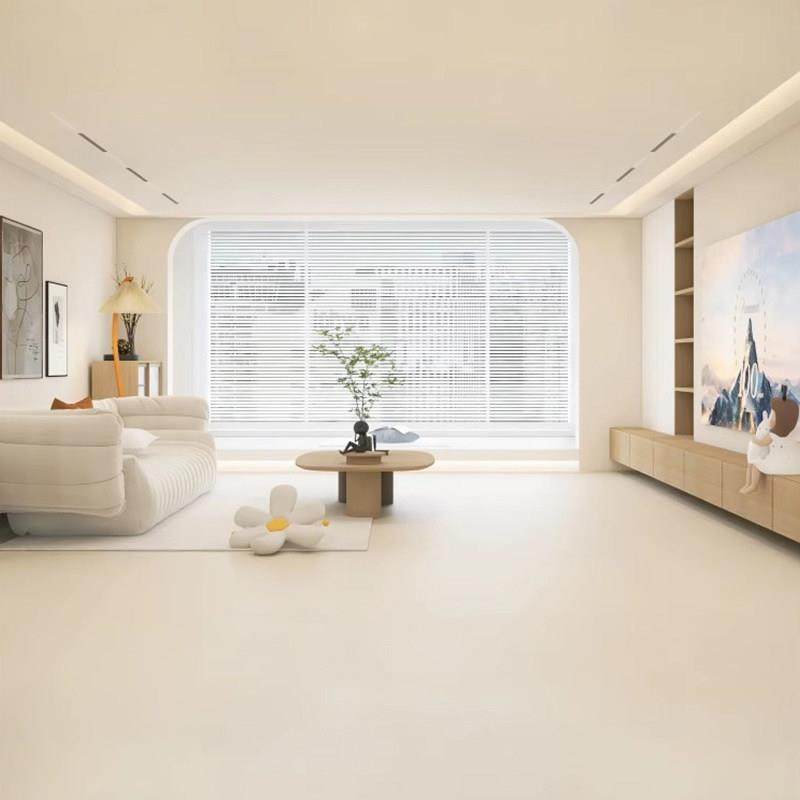 奶油风柔光肌肤釉瓷砖800x800客厅奶白地砖微水泥素色卫生间墙砖