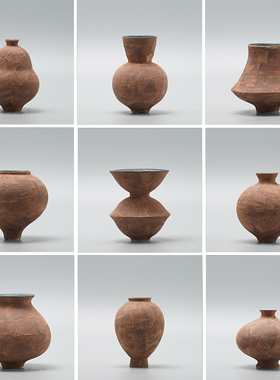 新中式复古橙陶瓷花瓶轻奢小摆件电视G柜酒柜橱窗装饰品艺术陈列