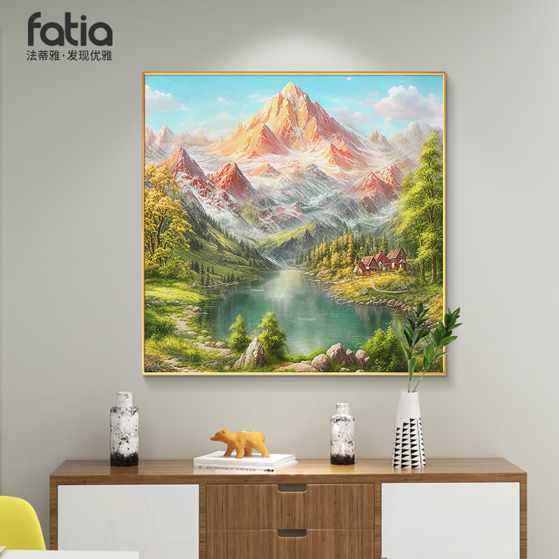 聚宝盆入户玄关装饰画走廊过道挂画客厅沙发背景墙山水画风景油画,家居饰品,现代装饰画,淘宝优惠券,粉丝福利购,淘宝优惠卷