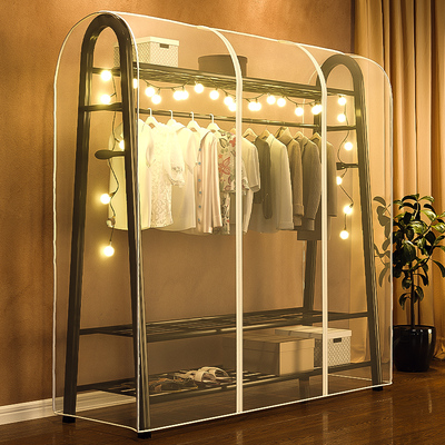 落地衣架防尘罩家用简易衣架带防尘袋晾衣架透明防尘套挂式挂衣罩