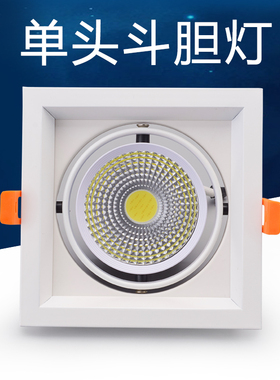 豆胆灯led单头斗胆灯方通嵌入式网格吊顶方形射灯黑色格栅灯led灯
