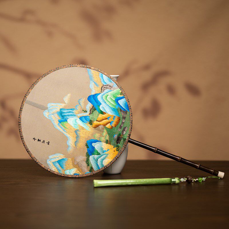 苏绣团扇古风汉服配饰扇子手工刺绣工艺扇中式古典宫扇双面绣礼品