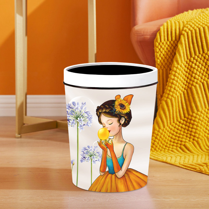 创意垃圾桶家用可爱少女卧室客厅卫生间儿童房卡通无盖纸篓带压圈