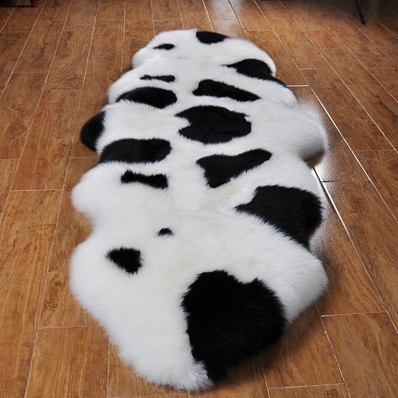 裘朴 纯羊毛地毯卧室地毯床边毯客厅地毯拼接羊皮沙发垫摇椅垫子