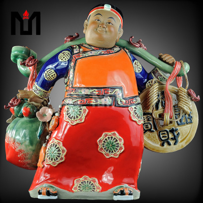石湾陶瓷公仔大师工艺开业礼品家居门客厅招财装饰品运财童子摆件
