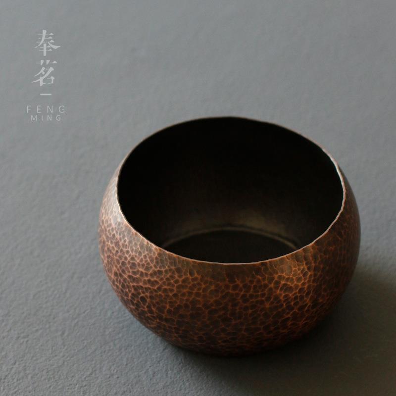 锤目纹茶洗紫铜茶洗 小号水洗茶碗笔洗 纯铜紫铜壶承茶具配件