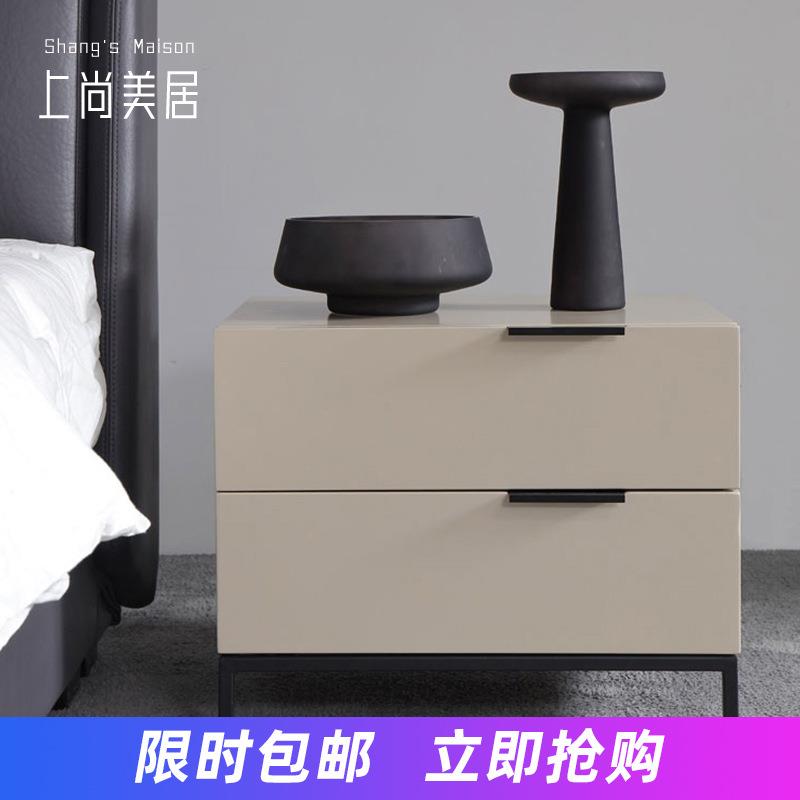 北欧简约床头柜实木烤漆简易小户型卧室迷你多层床边柜收纳小柜子