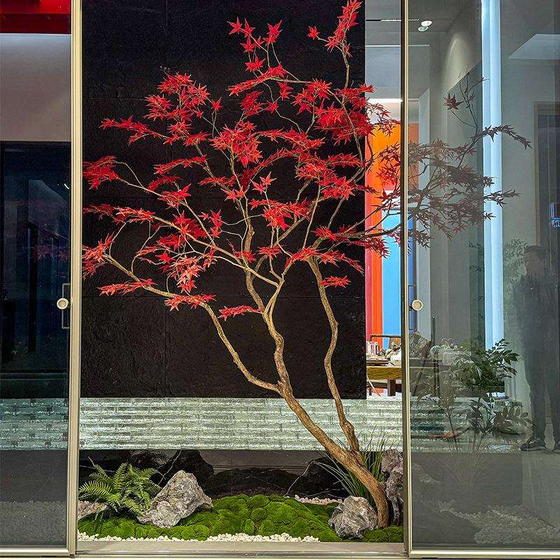 仿真枫叶树假红枫树大型商场酒店绿植假树室内外落地简约装饰造景