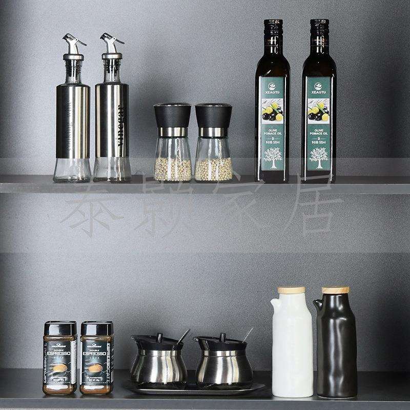 简约现代样板房展厅厨房厨柜摆件油壶调味罐创意软装玻璃道具组合
