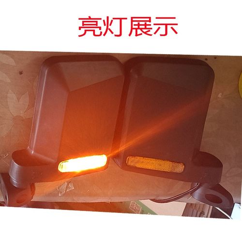 全封闭电动四轮车三轮车后视镜12v48v真灯倒车镜改装带灯凸面通用
