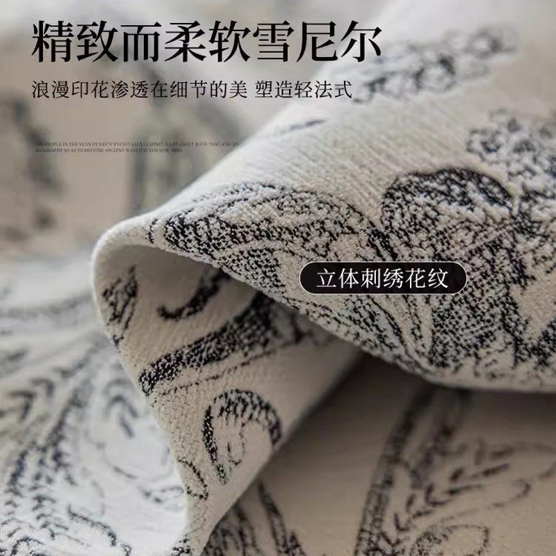 雪尼尔布料繁花沙发套做手工面料座椅套垫子加厚柔软纹理高克重布