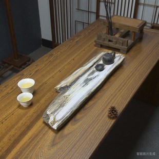 清草堂木化石茶盘原石原色雕刻茶具茶海办公家用实木干湿两用茶台