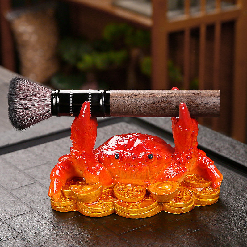 变色茶宠摆件精品可养招财螃蟹宠物茶玩茶桌茶台茶具配件茶托笔架