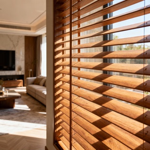 木百叶窗帘椴木中古风遮阳帘电动遮光卧室客厅书房升降实木质卷帘