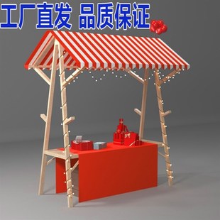 市集展示架木质活动棚架移动小摊位售货车集市摆摊货架夜市地摊车