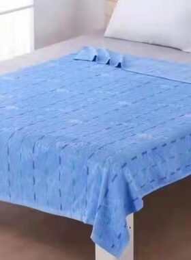 毛巾被大学中学学生蓝色毛巾被简约条纹现代四季通用学校定做产品