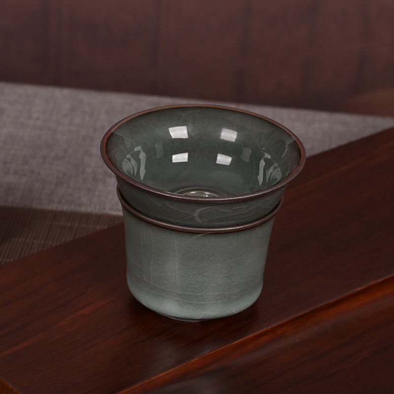 精品青瓷铁胎茶漏茶滤陶瓷茶叶过滤网底托底坐泡茶器功夫茶具配件