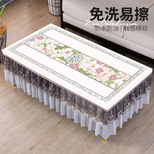 桌布防水防烫防油免洗蕾丝皮革餐茶几桌垫书桌法式 田园蕾丝印花