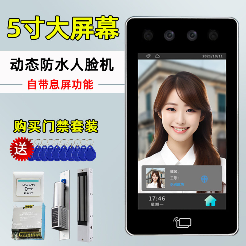 人脸识别门禁密码锁刷脸考勤机IC刷卡电控磁力锁IC门禁系统All