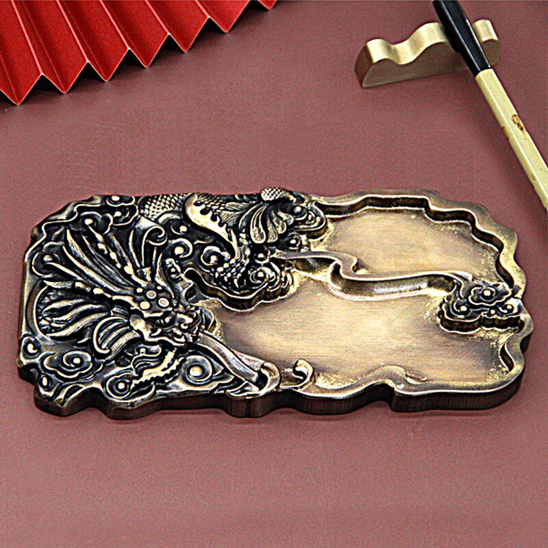 琢悦黄铜砚台古风文房四宝高端摆件国画书法用品铜笔洗雕刻墨盘,文具电教/文化用品/商务用品,文房四宝,淘宝优惠券,粉丝福利购,淘宝优惠卷