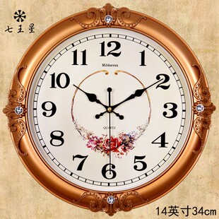 客厅挂钟七王星钟表时尚欧式电子挂钟表卧室客厅静音石英钟挂表