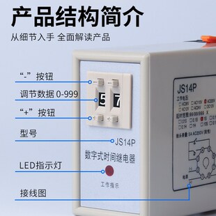 时间继电器数字式 JS14P可调通电延时器二位三位AC220V380V36DC24V