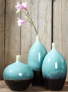 花瓶摆件 陶瓷客厅插花绿色 家居创意玄关餐厅欧式中式装饰工艺品