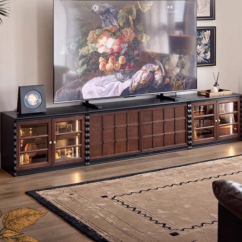 法式中古风电视柜客厅2025新款实木模块展示柜骨骼线落地柜,住宅家具,电视柜,淘宝优惠券,粉丝福利购,淘宝优惠卷