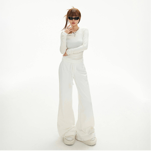 JWUW秋冬新款美式圆领修身显瘦百搭垂感运动基础休闲时尚套装女