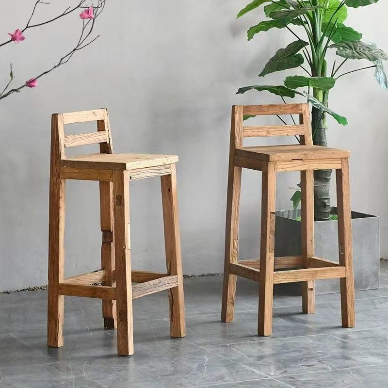 老榆木高脚椅实木靠背吧台椅风化老榆木餐椅奶茶店前台高脚椅,住宅家具,家用高脚椅,淘宝优惠券,粉丝福利购,淘宝优惠卷