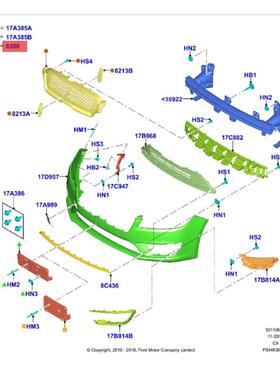 适用福特林肯MKZ17-20款中网黑色格栅HP5Z8200BA HP538200BG5UAW