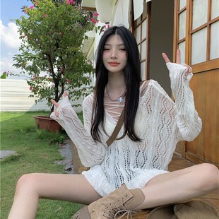 比基尼罩衫 外罩女 露背外套温泉游泳衣外搭针织镂空海边沙滩防晒衫