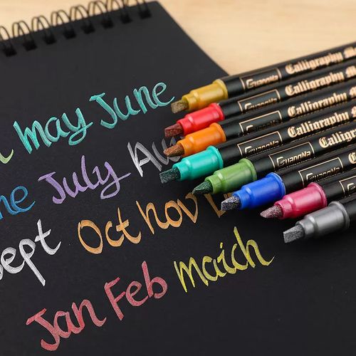 广纳双软头平头金属马克笔艺术字相册黑卡纸记号珠光油漆火漆印章