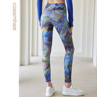 天薄款 女高腰提臀夏季 外穿 印花彩色裸感瑜伽裤 卡益瑜伽服专业时尚