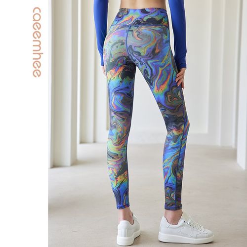 卡益瑜伽服专业时尚印花彩色裸感瑜伽裤女高腰提臀夏季天薄款外穿