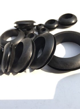 双面护线圈过线圈内径12mm黑白色PVC橡胶出线环电线保护套1000只