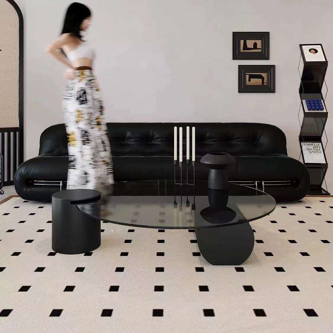 经典现代玻璃茶几客厅家用阳台茶桌创意几何艺术圆形泡茶桌子