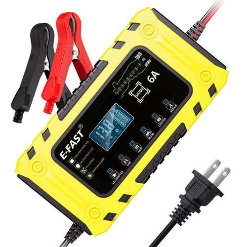 跨境 12V6A 铅酸铁锂电瓶充电 10段式智能带电源模式充电器