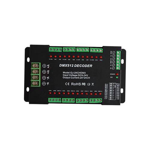 24CH通道 dmx512解码控制器led 彩色RGB灯带控制器带拔码