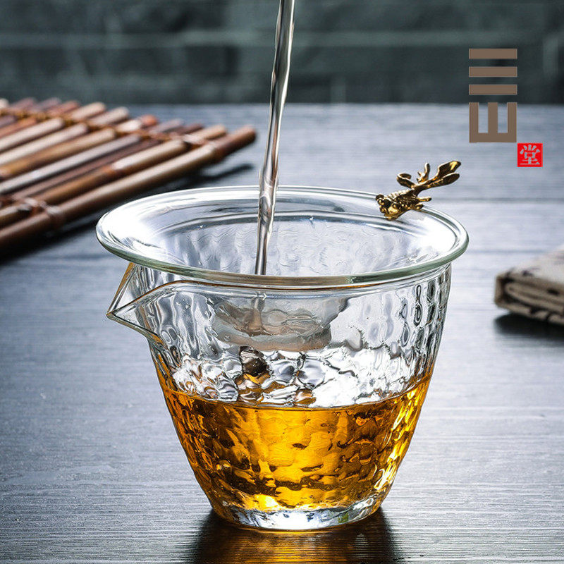 三山堂 玻璃公道杯茶漏套装 功夫茶具配件茶叶过滤网泡茶器茶滤