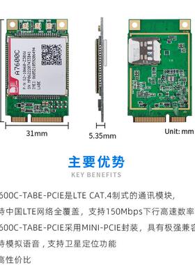 全网通4G模块A7600C-MINI- PCIE高速上网通信模块提供技术支持