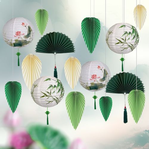 国风中秋节装饰布置国庆节新年灯笼背景吊顶店铺橱窗挂件氛围古风