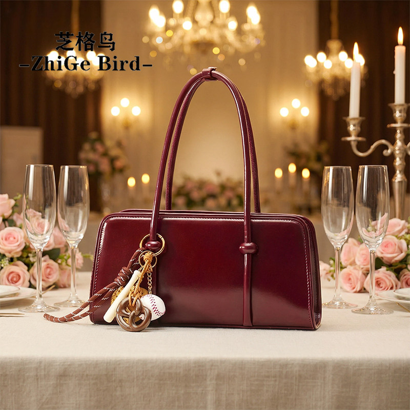 芝格鸟2025新款红色手提斜挎婚包托特包复古小众中古新娘腋下包女,箱包皮具/热销女包/男包,腋下包,淘宝优惠券,粉丝福利购,淘宝优惠卷