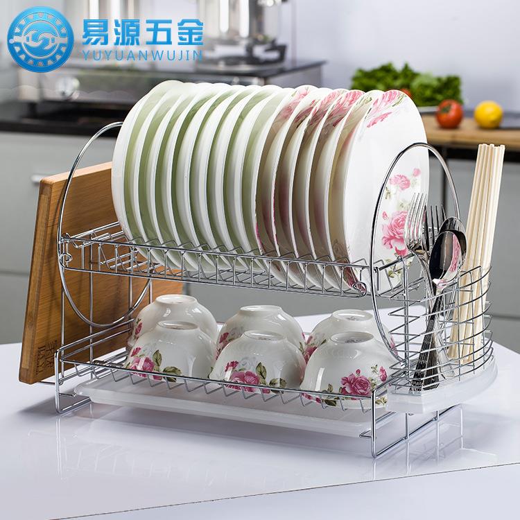 厨房多功能置物架双层碗筷收纳架餐具沥水碗碟架子滴水放碗盘子架