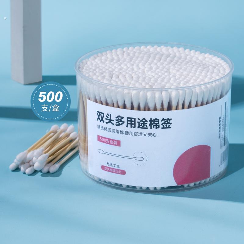厂直销棉签棒盒装一次性涂抹吸水双头棉签多用途竹木棉签卸妆化妆