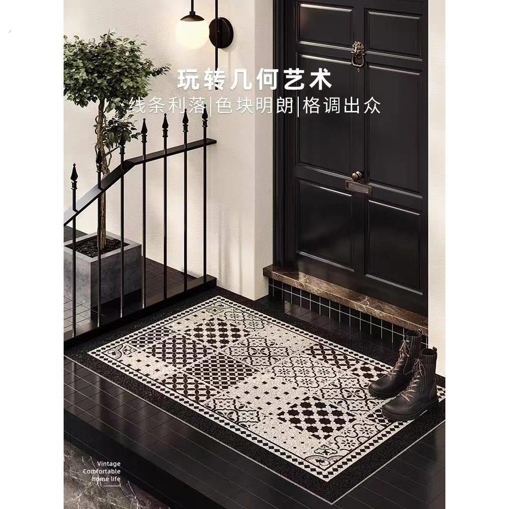 复古高级感圈圈进门专用可裁剪地垫玄关防脏防尘可擦洗防滑垫可撕