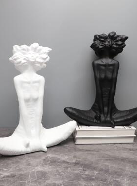 现代简约创意树脂人物雕塑摆件样板间电视柜客厅玄关家居软装饰品