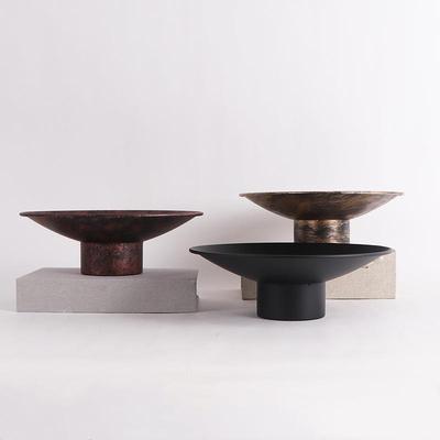 新中式金属花器花盆圆形花器酒店苔藓盆桌花花艺器皿中古软装摆件